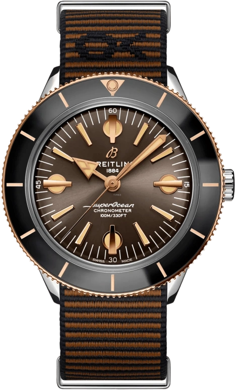Breitling,Superocean Heritage 42mm,42mm,Red Gold,Stainless Steel,Brown,Automatic,42hours,In-house Caliber,U103701A1Q1W1