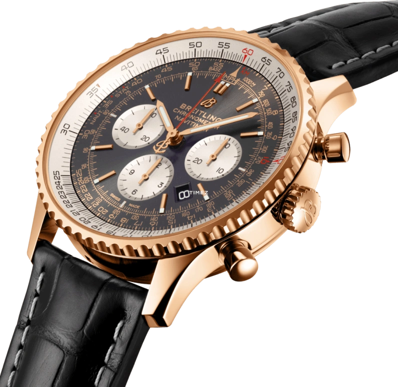 Breitling,Navitimer 46mm,46mm,Red Gold,Grey,Automatic,Chronograph,Day,RB0127121F1P2