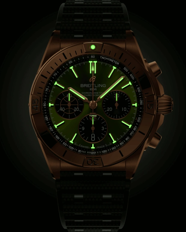 Breitling,Chronomat 42mm,42mm,Red Gold,Green,Automatic,Chronograph,Day,RB01344A1L1S1