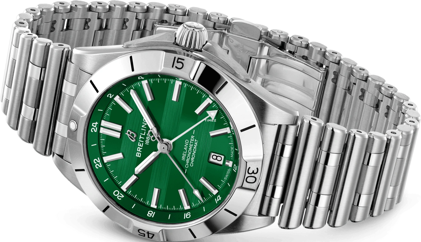 Breitling,Chronomat 40mm,40mm,Stainless Steel,Green,Automatic,Day,Dule Time,A323987B1L1A1