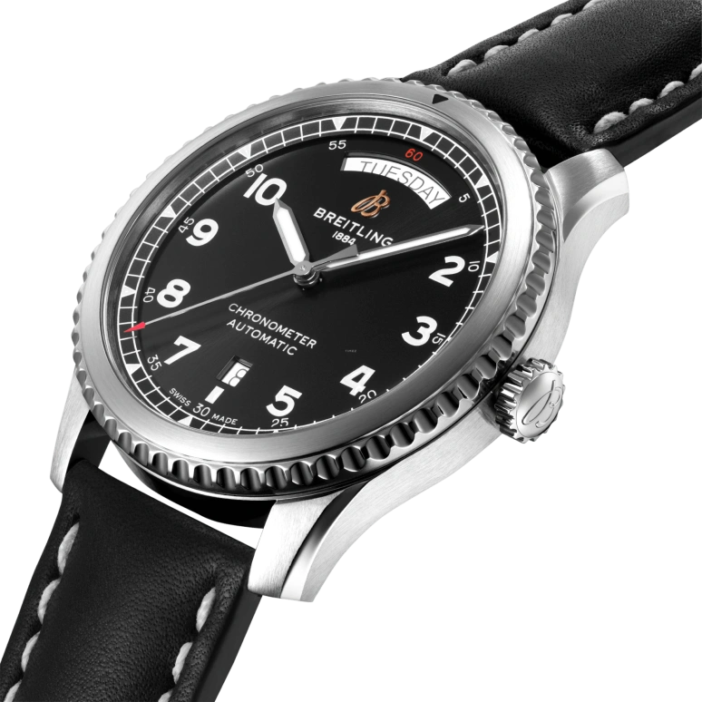 Breitling,Aviatior 8 41mm,41mm,Stainless Steel,Black,Automatic,Date,Day,A45330101B1X1