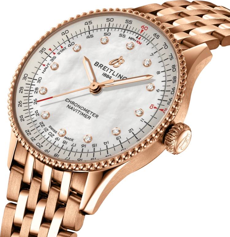 Breitling,Navitimer 36mm,36mm,Red Gold,White,Automatic,Chronograph,Sapphire,Crystal Glass,R17327211A1R1