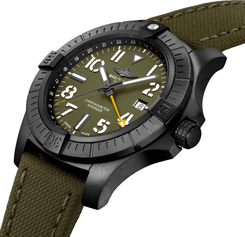 Breitling,Avenger 45mm,45mm,Titanium,Green,Automatic,Date,42hours,V323952A1L1X1