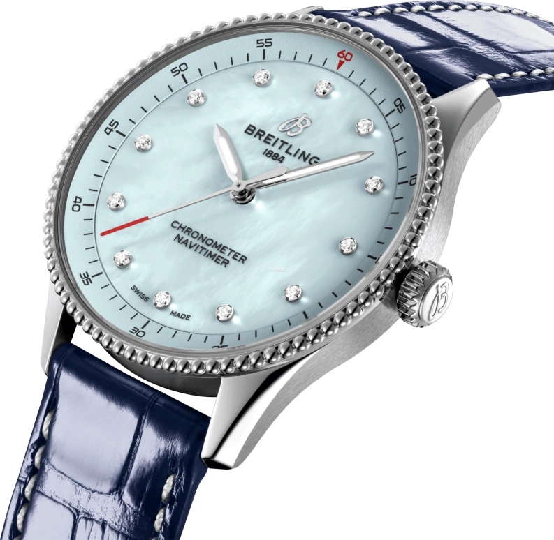 Breitling,Navitimer 32mm,32mm,Stainless Steel,Sky Blue,Quartz,Chronograph,Round,A77320171C1P1