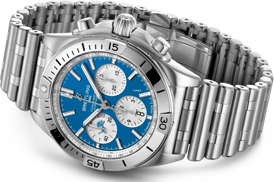 Breitling,Chronomat 42mm,42mm,Stainless Steel,Blue,White,Automatic,Chronograph,Day,AB01342B1CCA1