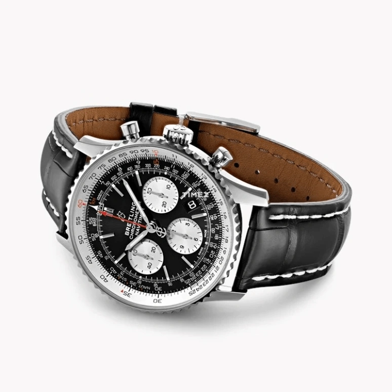 Breitling,Navitimer 43mm,43mm,Stainless Steel,Black,Automatic,Chronograph,Day,AB0121211B1P1