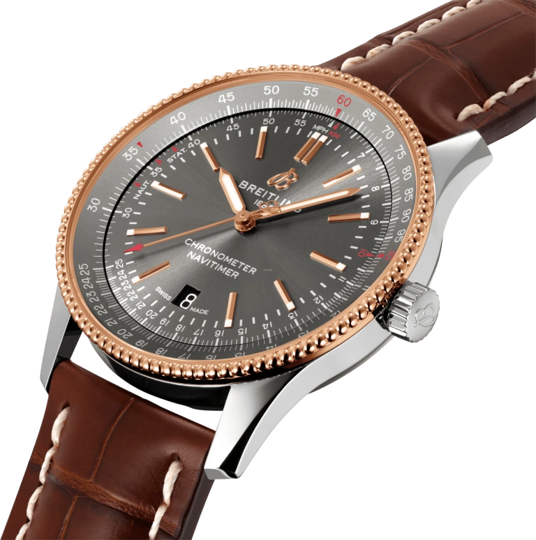 Breitling,Navitimer 41mm,41mm,Rose Gold,Stainless Steel,Grey,Automatic,Chronograph,Date,Anti-magnetic,U17326121M1P1