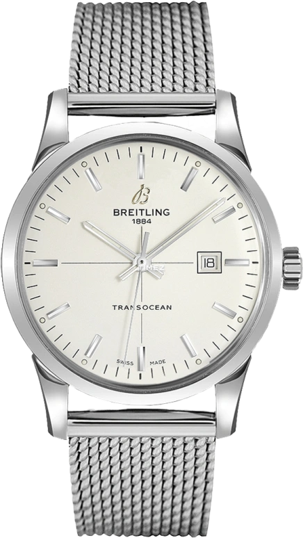 Breitling,Transocean 43mm,43mm,Stainless Steel,White,Automatic,Day,42hours,A1036012,A1036012/G721/154A