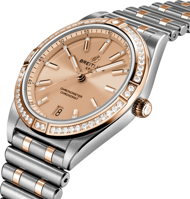 Breitling,Chronomat 36mm,36mm,Red Gold,Stainless Steel,Pink,Automatic,Chronograph,Day,U10380591K1U1