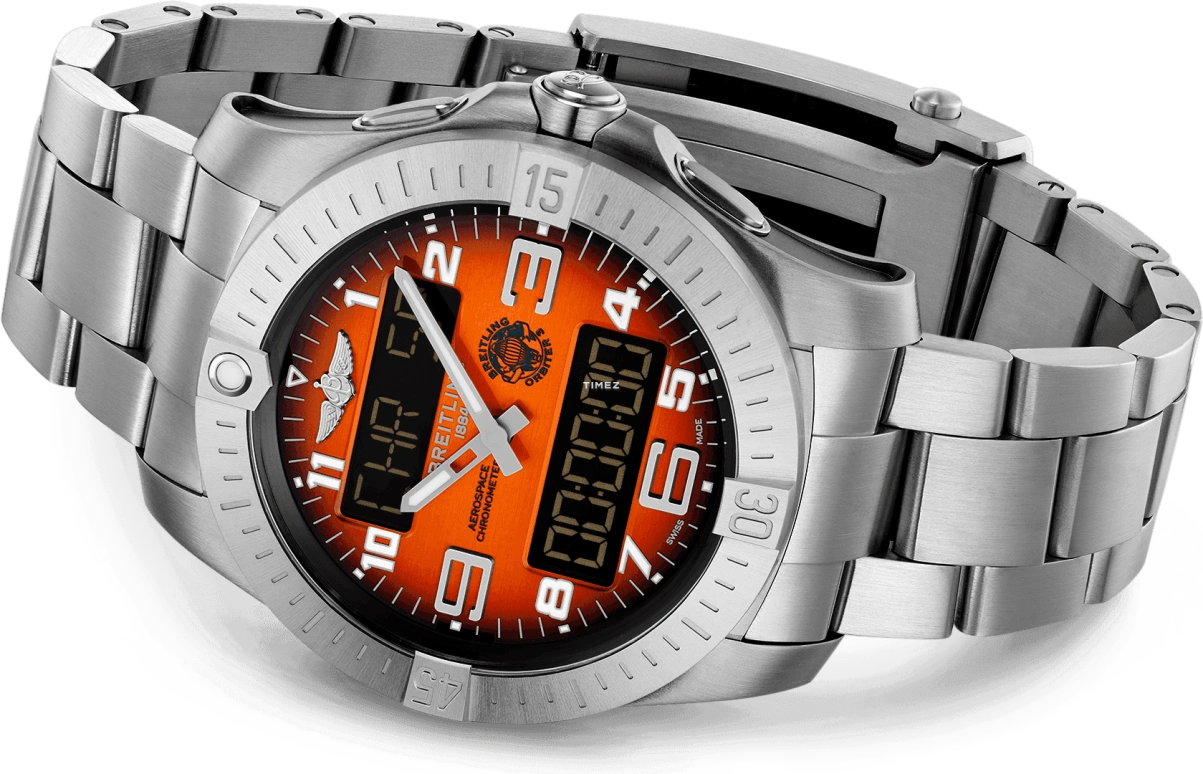Breitling,Aerospace 43mm,43mm,Titanium,Orange,Quartz,Date,Day,Flyback,EB70101A1O1E1