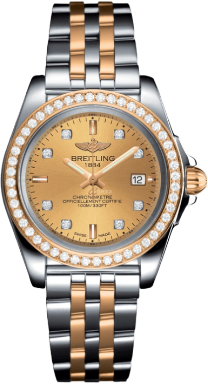 Breitling,Galactic 32mm,32mm,Rose Gold,Stainless Steel,Champagne,Quartz,Day,26280hours,C7133053,C7133053/H550/792C/A14BA.1