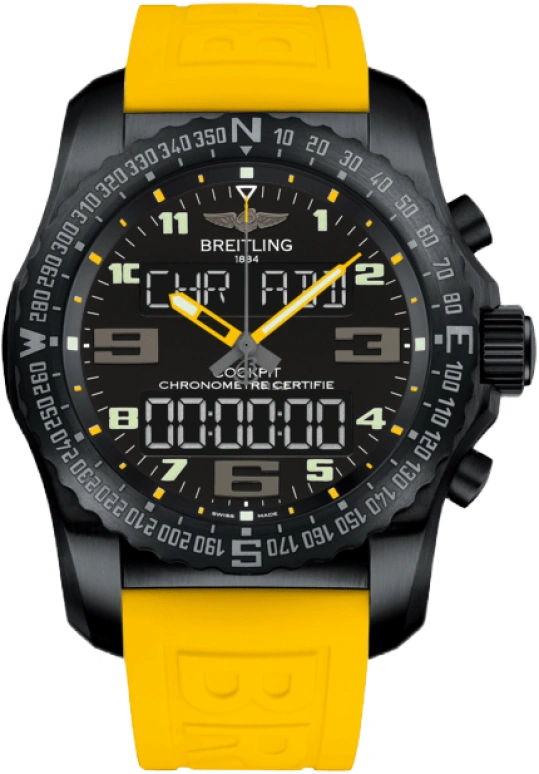 Breitling,Cockpit B50 46mm,46mm,Titanium,Black,Quartz,Countdown,Chronograph,Perpetual Calendar,Month,In-house Caliber,Sapphire,VB5010A4,VB5010A4/BD41/242S/V20DSA.4