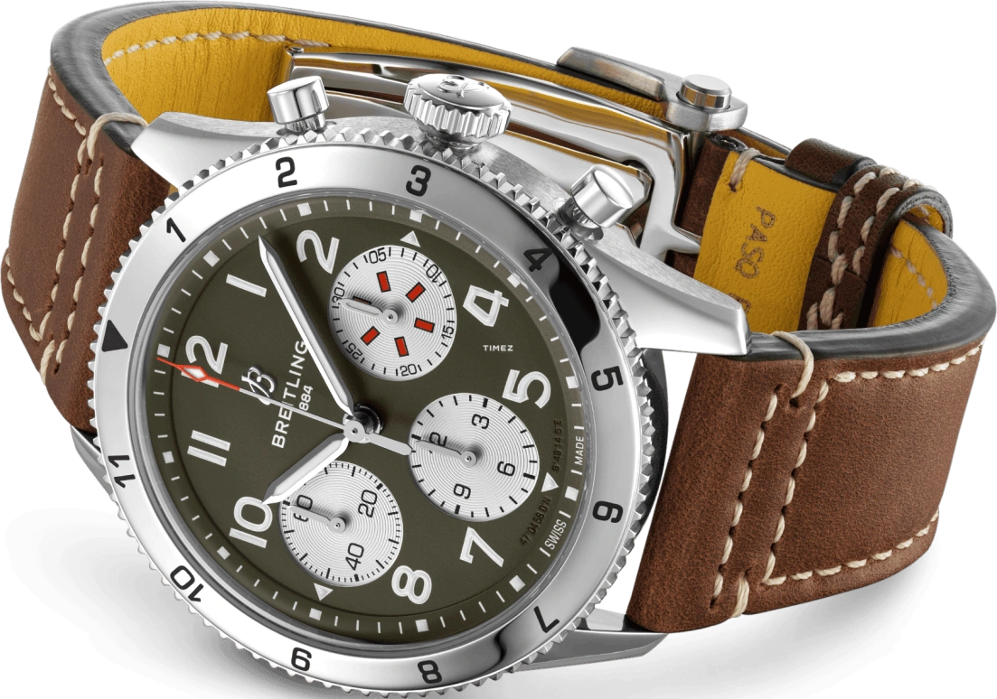 Breitling,Other 42mm,42mm,Stainless Steel,Green,Automatic,Chronograph,Sapphire,Crystal Glass,A233802A1L1X1