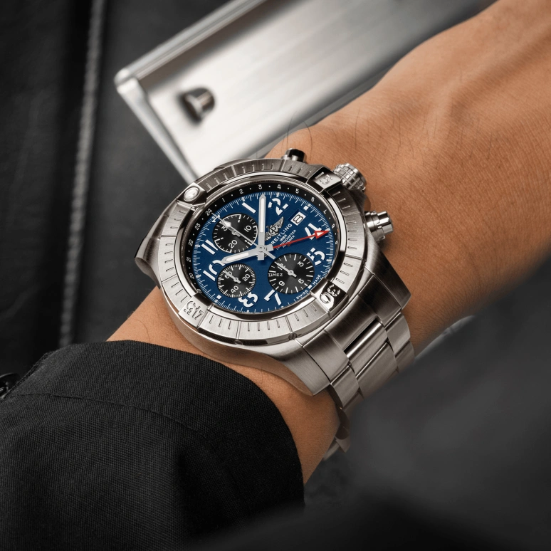 Breitling,Avenger 45mm,45mm,Stainless Steel,Blue,Automatic,Chronograph,Day,Dule Time,A24315101C1A1