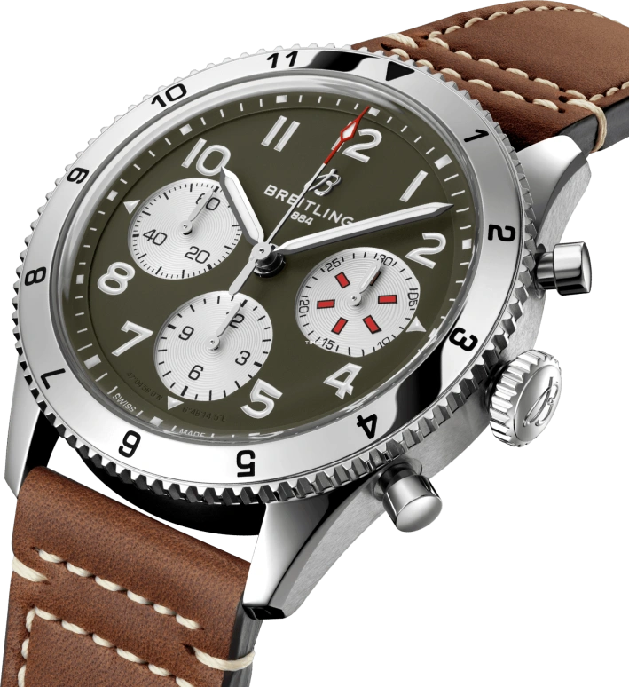 Breitling,Other 42mm,42mm,Stainless Steel,Green,Automatic,Chronograph,Sapphire,Crystal Glass,A233802A1L1X1