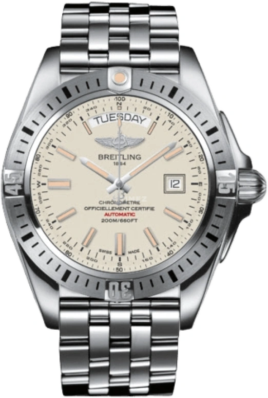 Breitling,Galactic 44mm,44mm,Stainless Steel,White,Automatic,Date,Day,A45320B9,A45320B9/G797/375A