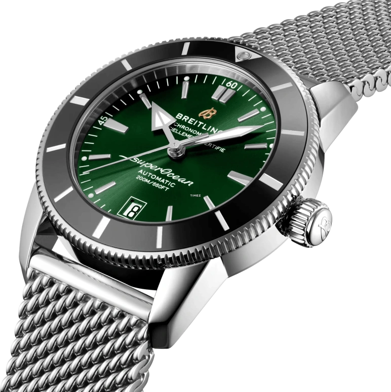 Breitling,Superocean Heritage 42mm,42mm,Stainless Steel,Green,Automatic,Day,70hours,AB2010121L1A1