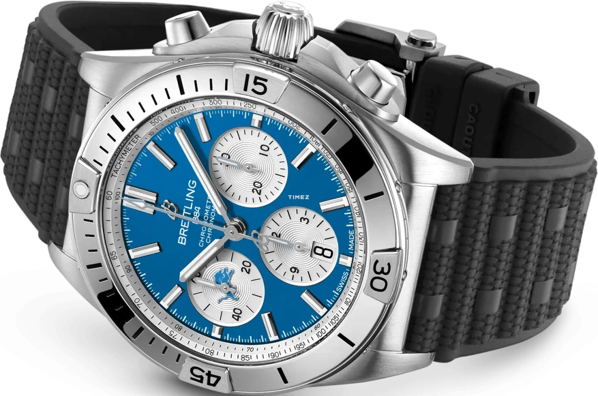 Breitling,Chronomat 42mm,42mm,Stainless Steel,Blue,White,Automatic,Chronograph,Day,AB01342B1CCS1