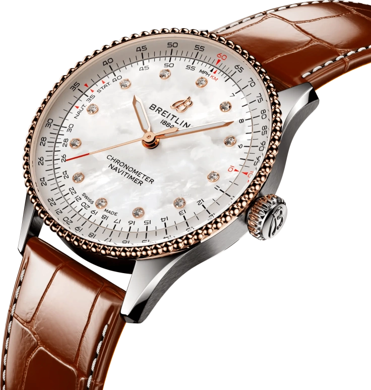 Breitling,Navitimer 36mm,36mm,Stainless Steel,Red Gold,White,Automatic,38hours,In-house Caliber,U17327211A1P1