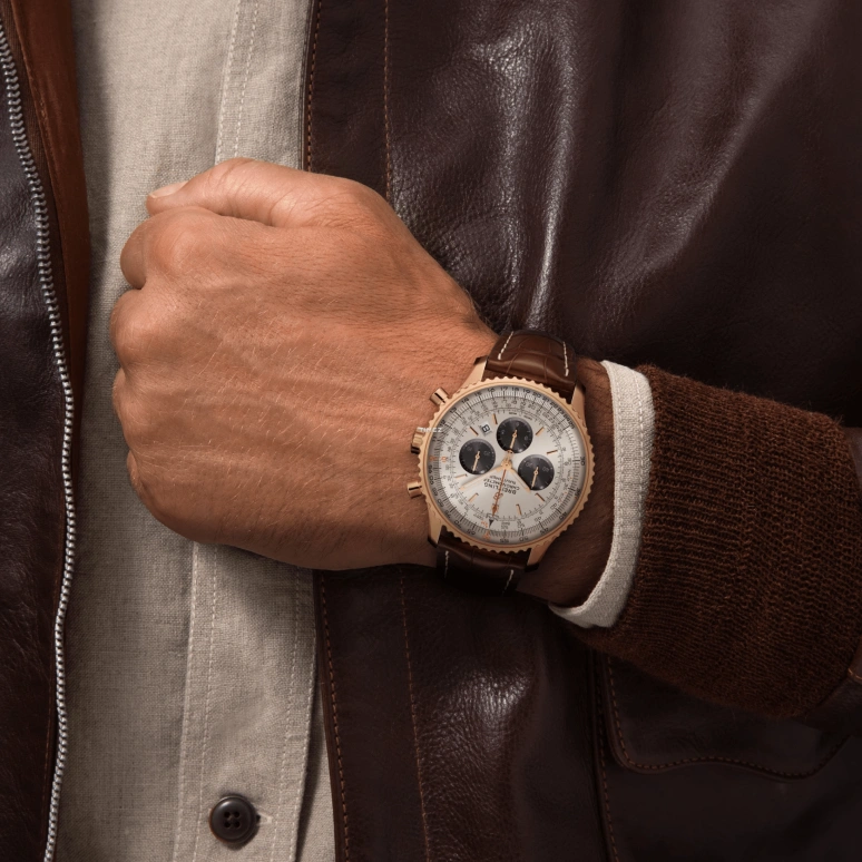 Breitling,Navitimer 46mm,46mm,Red Gold,White,Black,Automatic,Chronograph,Day,RB0127121G1P2