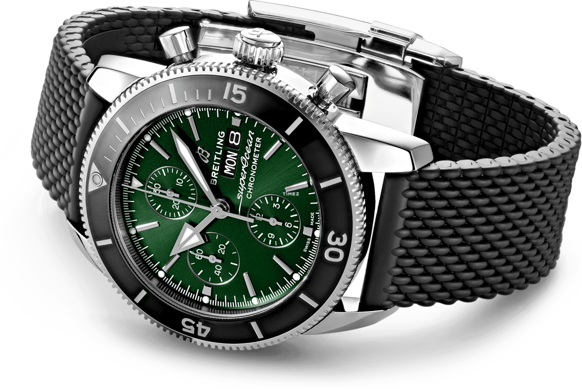 Breitling,Superocean 44mm,44mm,Stainless Steel,Green,Automatic,Chronograph,Date,Day,A13313121L1S1