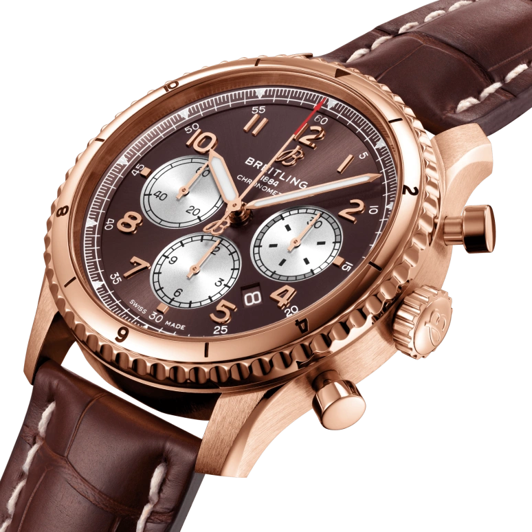Breitling,Aviatior 8 43mm,43mm,Red Gold,Brown,Automatic,Monopoussoir,Day,RB0119131Q1P1