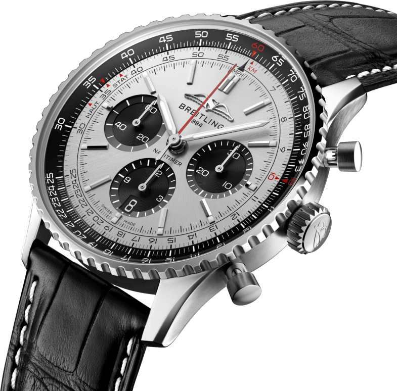 Breitling,Navitimer 43mm,43mm,Stainless Steel,Silver,Automatic,Chronograph,Day,AB0138241G1P1
