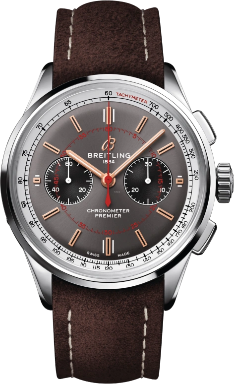 Breitling,Premier 42mm,42mm,Stainless Steel,Grey,Black,Automatic,Chronograph,70hours,AB0118A31B1X1