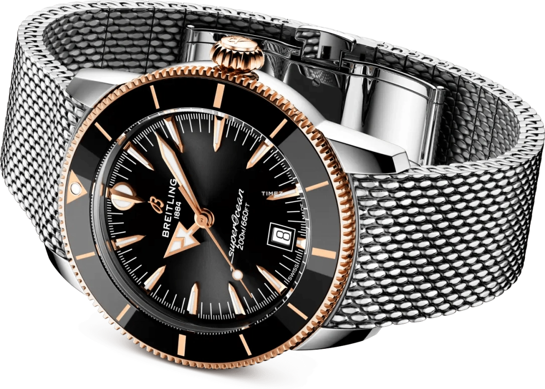 Breitling,Superocean Heritage 42mm,42mm,Stainless Steel,Red Gold,Black,Automatic,Day,78hours,UB3111241B1A1