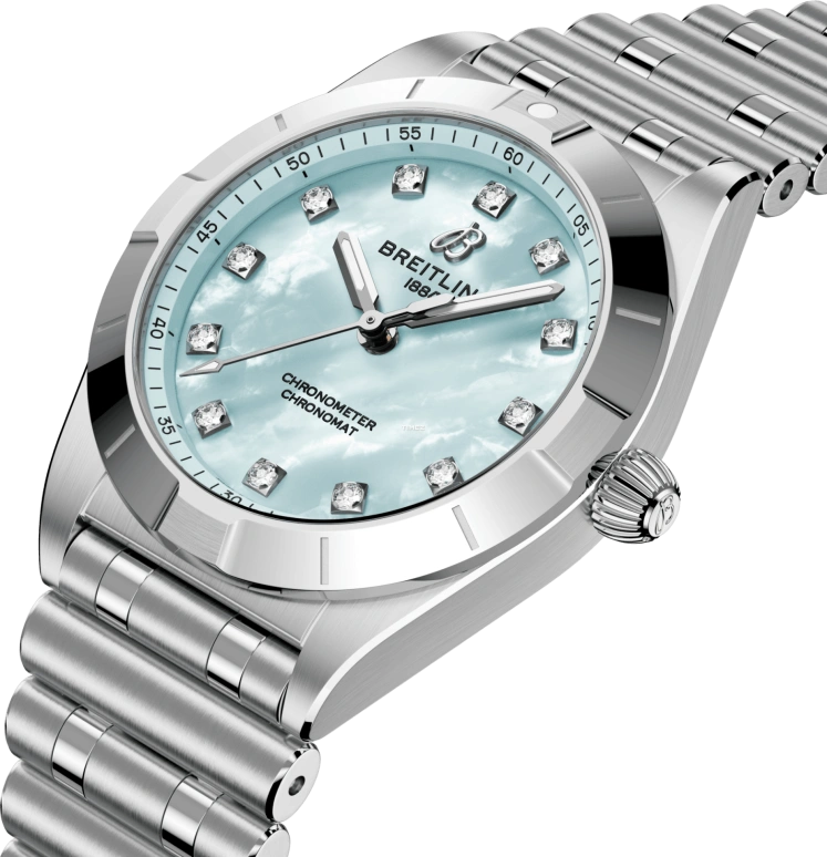 Breitling,Chronomat 28mm,28mm,Stainless Steel,Blue,Quartz,In-house Caliber,Sapphire,Crystal Glass,A72310101C1A1