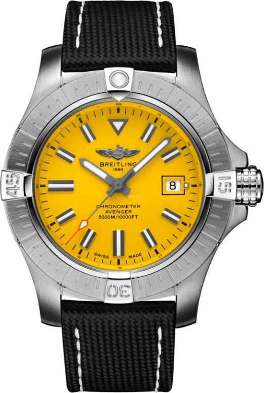 Breitling,Avenger 45mm,45mm,Stainless Steel,Yellow,Automatic,Chronograph,Date,Anti-magnetic,A17319101I1X1
