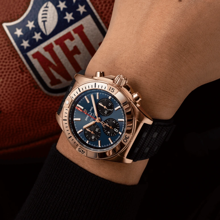 Breitling,Chronomat 42mm,42mm,Sedna Gold,Blue,Automatic,Chronograph,Day,RB01343A1C1S1