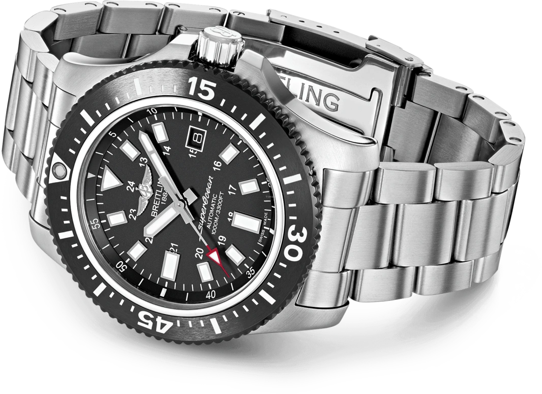 Breitling,Superocean 44mm,44mm,Ceramic,Stainless Steel,Black,Automatic,Day,40hours,Y17393101B1A1
