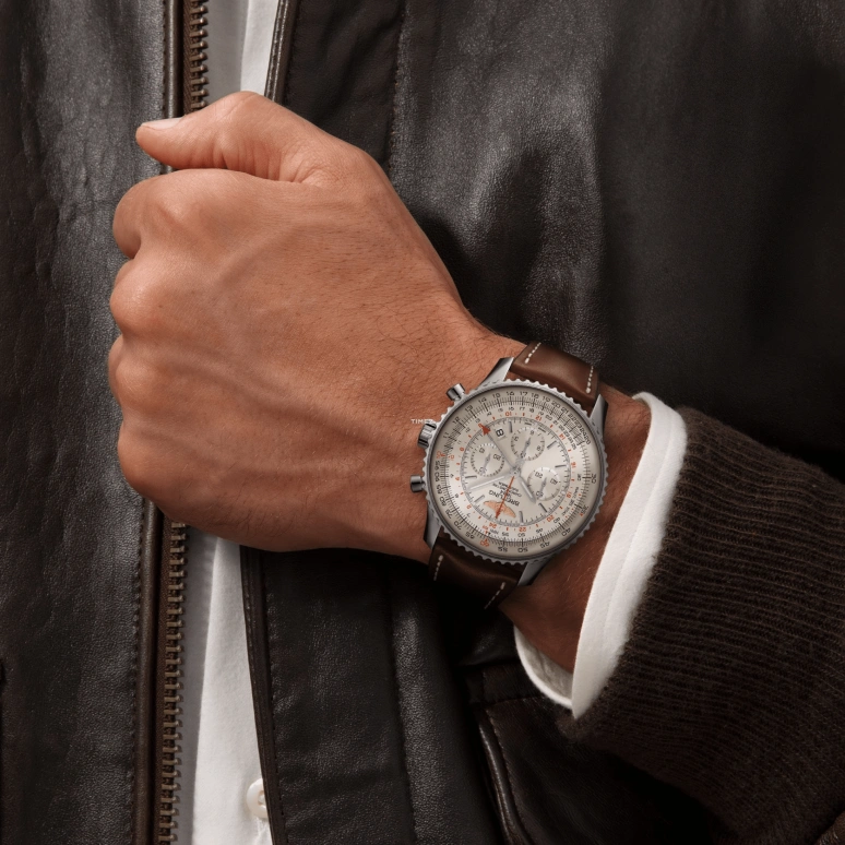 Breitling,Navitimer 48mm,48mm,Stainless Steel,Silver,Automatic,Chronograph,Day,Dule Time,AB0441211G1X1