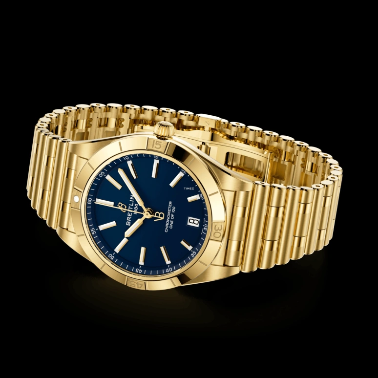 Breitling,Chronomat 36mm,36mm,Yellow Gold,Blue,Automatic,Day,Sapphire,Crystal Glass,K103801A1C1K1