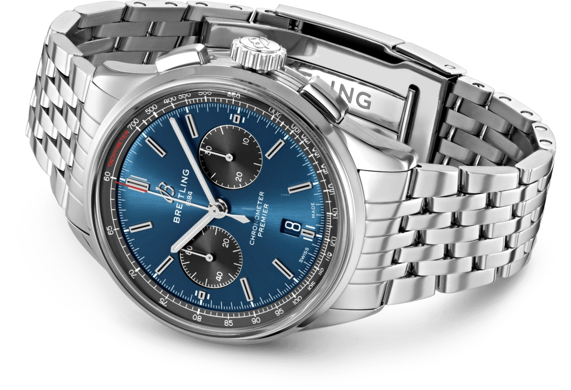 Breitling,Premier 42mm,42mm,Stainless Steel,Blue,Black,Automatic,Chronograph,Day,AB0118A61C1A1