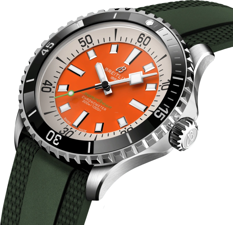 Breitling,Superocean 42mm,42mm,Stainless Steel,Orange,Automatic,40hours,In-house Caliber,A173751A1O1S1