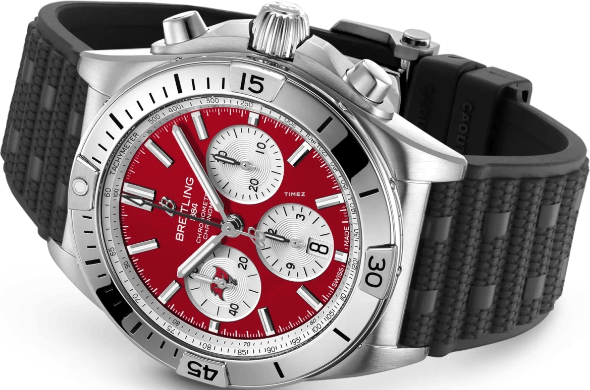 Breitling,Chronomat 42mm,42mm,Stainless Steel,Red,Silver,Automatic,Chronograph,Day,AB01342B1K7S1