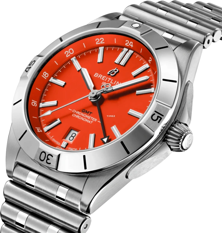 Breitling,Chronomat 40mm,40mm,Stainless Steel,Orange,Automatic,Day,Dule Time,A32398C21O1A1