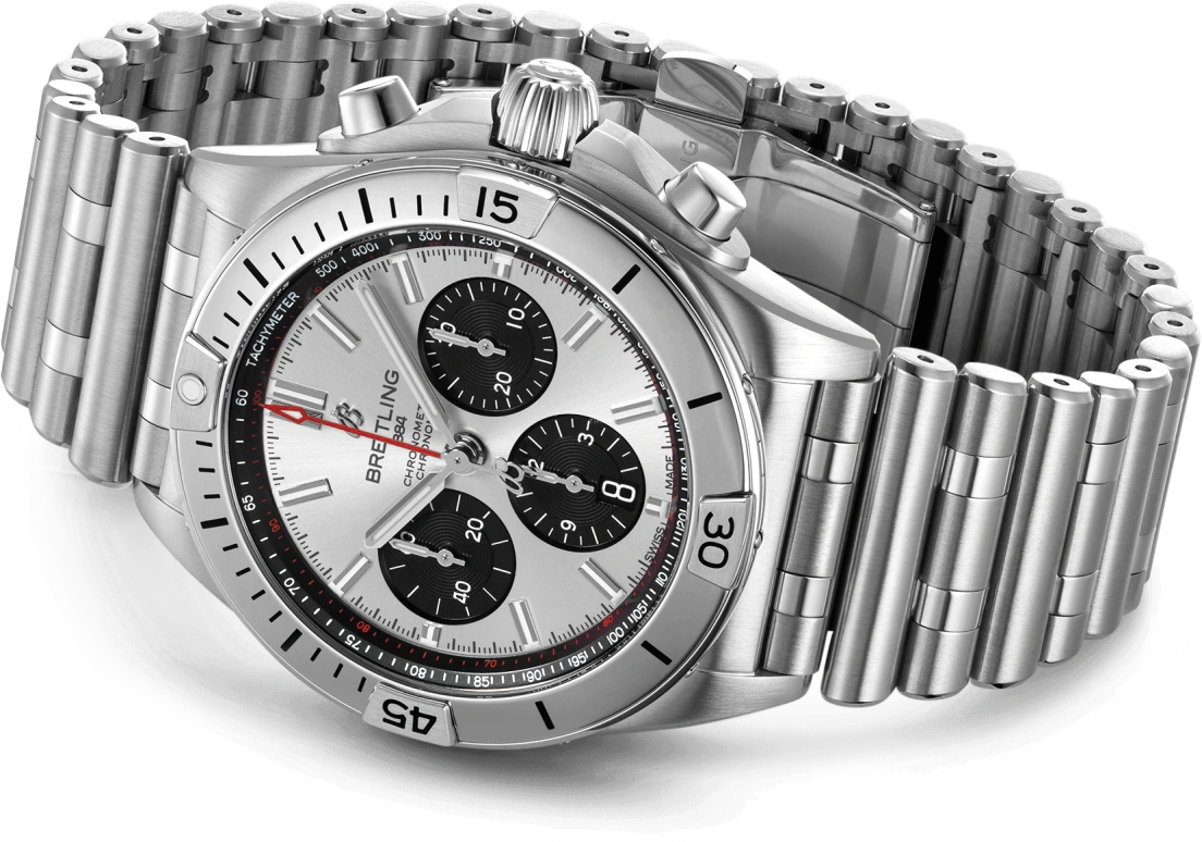 Breitling,Chronomat 42mm,42mm,Stainless Steel,Silver,Black,Automatic,Chronograph,Day,AB0134101G1A1