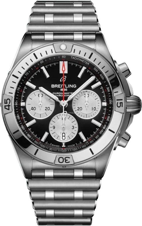 Breitling,Chronomat 42mm,42mm,Stainless Steel,Black,Automatic,Chronograph,Day,AB0134101B1A1
