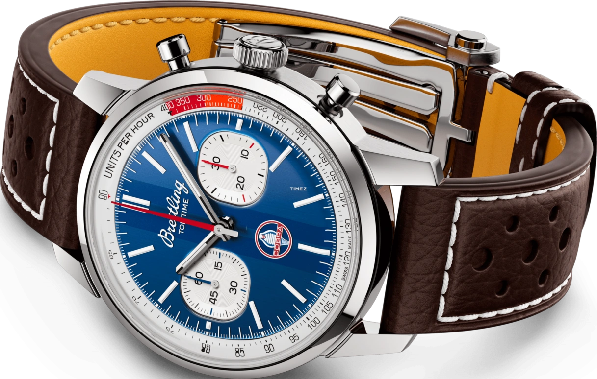 Breitling,Top Time 41mm,41mm,Stainless Steel,Blue,Automatic,Chronograph,Sapphire,Crystal Glass,AB01763A1C1X1