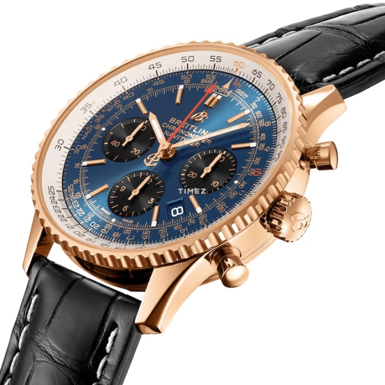 Breitling,Navitimer 43mm,43mm,Red Gold,Blue,Automatic,Chronograph,Day,RB0121211C1P1