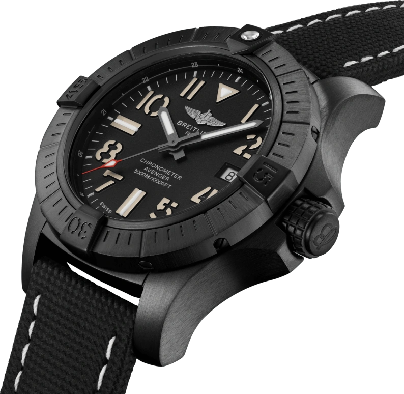 Breitling,Avenger 45mm,45mm,Titanium,Black,Automatic,Chronograph,Date,Anti-magnetic,V17319101B1X1