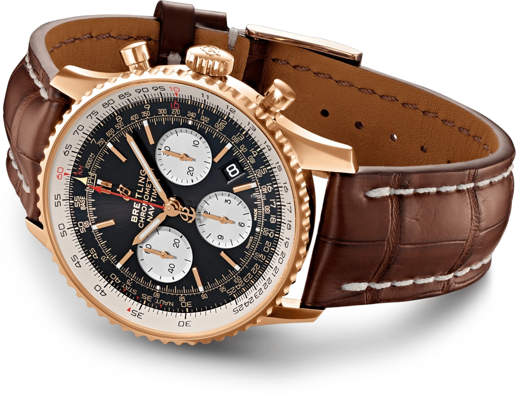 Breitling,Navitimer 43mm,43mm,Red Gold,Black,White,Automatic,Chronograph,Day,RB0121211B1P1