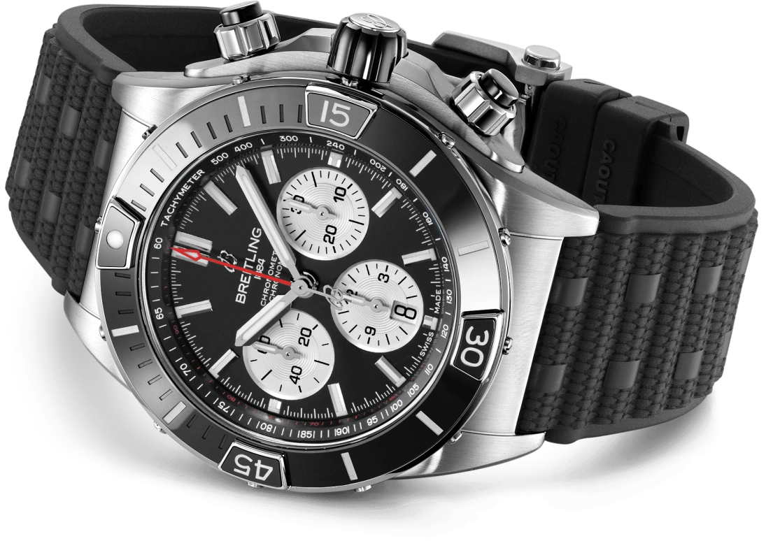 Breitling,Chronomat 44mm,44mm,Ceramic,Stainless Steel,Black,Automatic,Chronograph,Day,Column Wheel,AB0136251B1S1