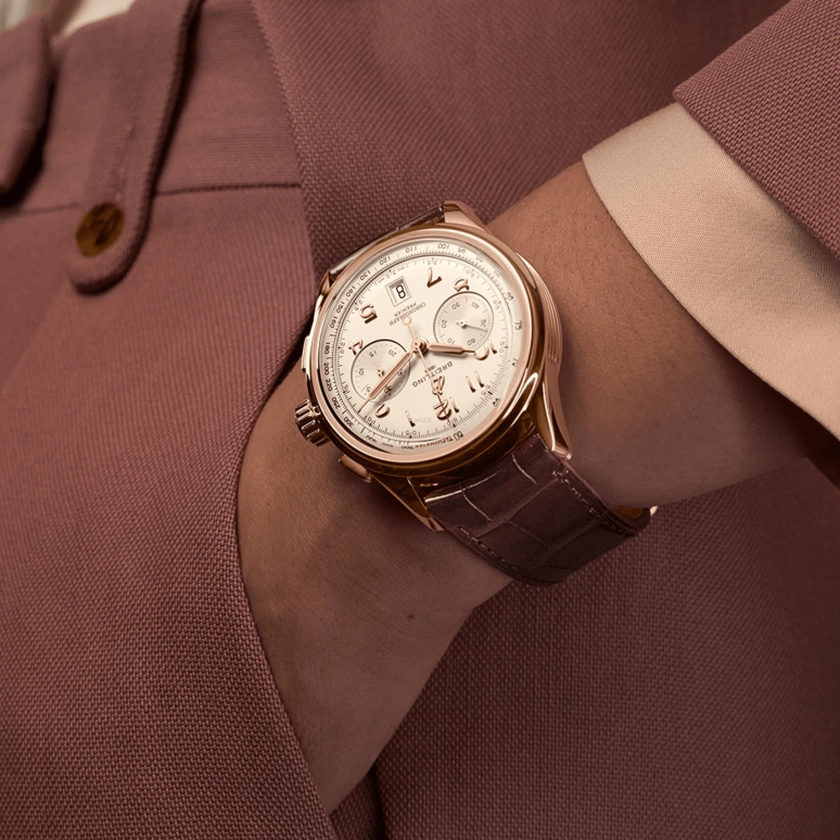 Breitling,Other 42mm,42mm,Red Gold,Beige,Automatic,Chronograph,Day,RB0145371G1P1