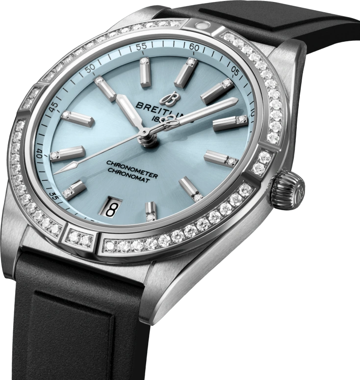 Breitling,Chronomat 36mm,36mm,Stainless Steel,White Gold,Ice Blue,Automatic,Chronograph,Day,G10380591C1S1