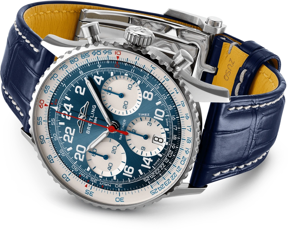 Breitling,Navitimer 41mm,41mm,Platinum,Blue,Handwound,Chronograph,Day,LB0240211C1P1