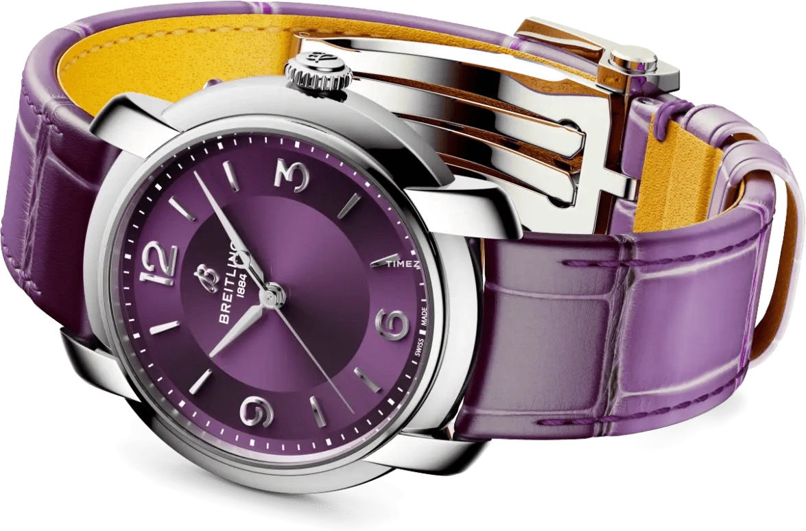 Breitling,Premier 36mm,36mm,Stainless Steel,Purple,Automatic,42hours,In-house Caliber,A10310121Q1P1